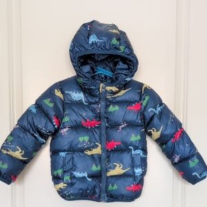Children's Dinosaur Puffer Jacket - Navy